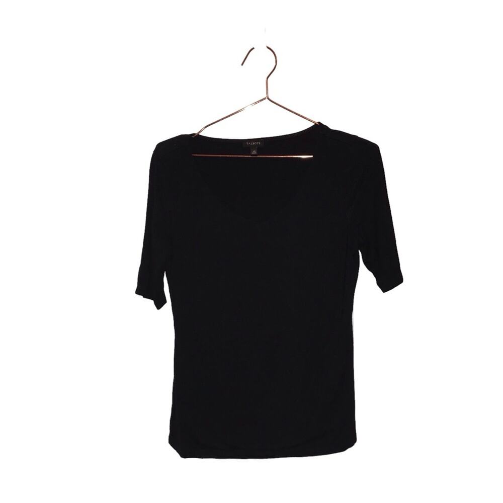 Talbots Black V-Neck Top - Size XS - Classic & Elegant